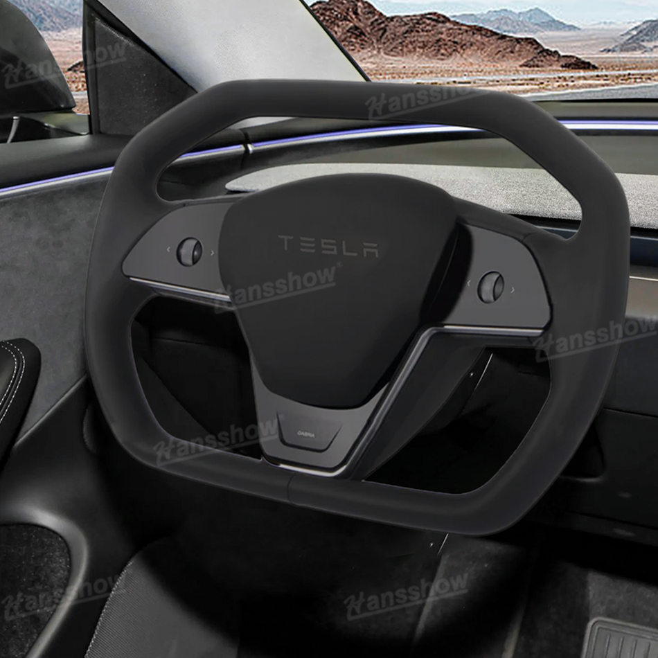 Tesla Model 3 Highland Upgrade Steering Wheel Nappa Leather Inspired By Cybertruck | Hansshow