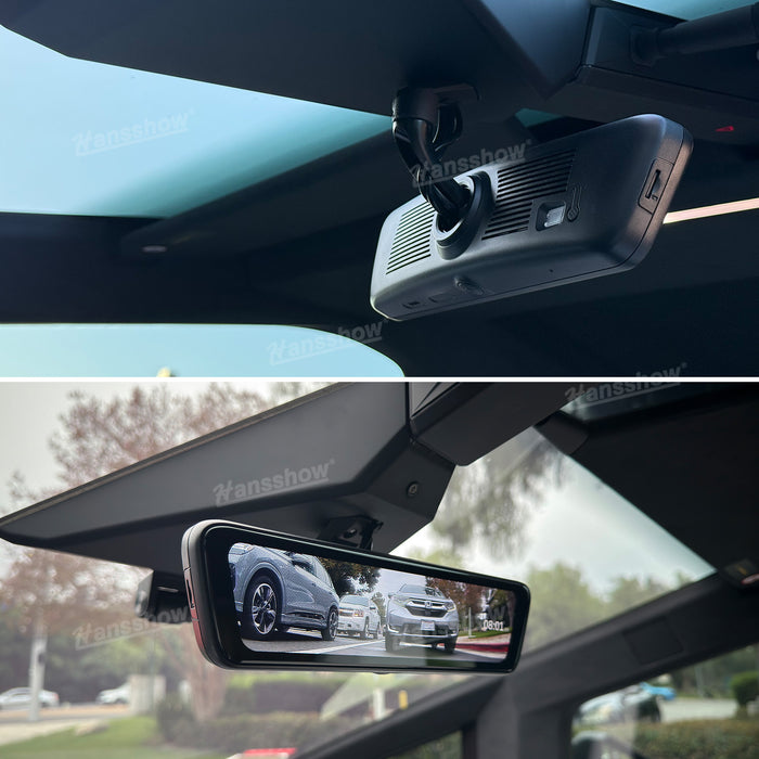 Tesla Cybertruck Media Espejo retrovisor 8,2 "Grabadora de doble canal Accesorios interiores electrónicos | Hansshow