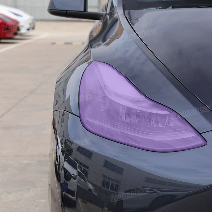 Tesla Model Y Front Headlight PPF Protection Precut PPF Tint Kit Color-Changing (White to Purple) Film  | Hansshow