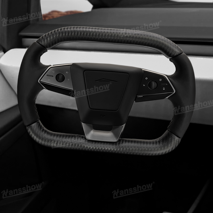 Tesla Cybertruck Yoke Steering Wheel Real Carbon Fiber Cap Cover | Hansshow