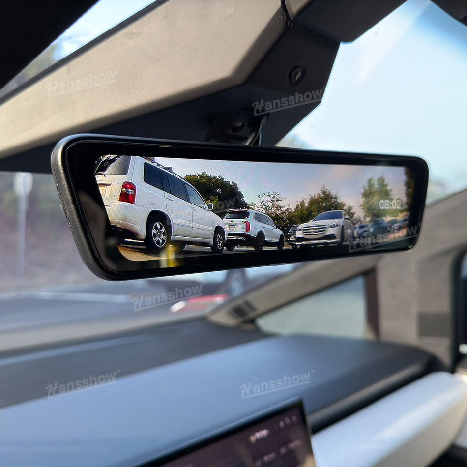 Tesla Cybertruck Media Rearview Mirror 8.2" Dual Channel Recorder elektronisk interiørtilbehør | Hansshow