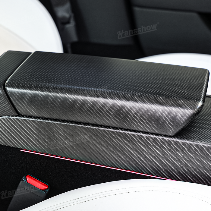 Tesla Model 3 Highland Real Carbon Fiber Armrest Box Cover Center Console Cover Trim | Hansshow