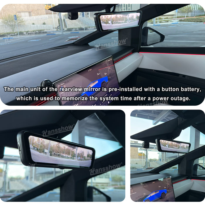 Tesla Cybertruck Media Espejo retrovisor 8,2 "Grabadora de doble canal Accesorios interiores electrónicos | Hansshow