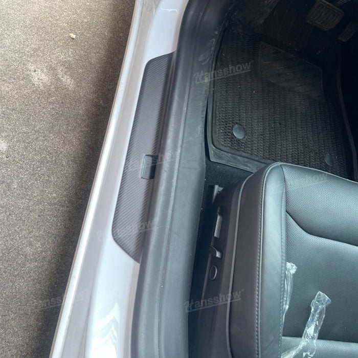 Tesla Model Y/3/3 Highland – couvre-seuil de porte en Fiber de carbone véritable, pédale de protection de bienvenue | Hansshow