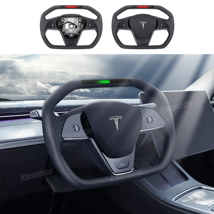 Volante personalizado estilo Cybertruck mejorado Tesla Model Y/3 con luz de señal inspirado en Cybertruck|Hansshow