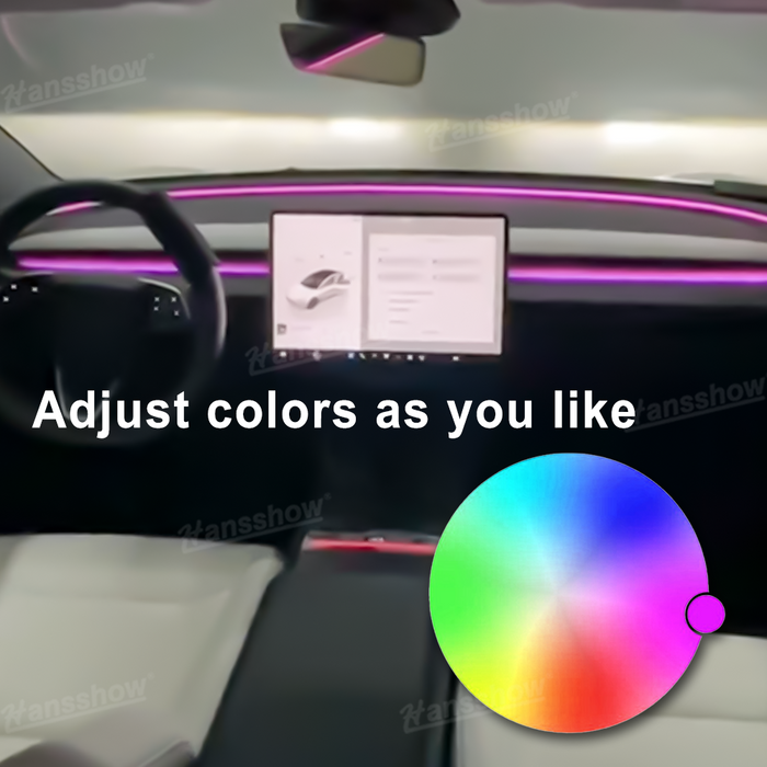 Tesla Model 3 Dashboard  Ambient Lighting Interior Neon Lights RGB Color Changing LED Strip Lights With App Control | Hansshow