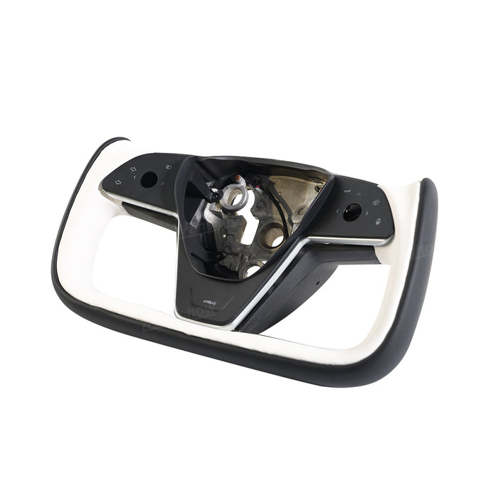 Model 3/Y Yoke Style Steering Wheel Black/White Style For Tesla