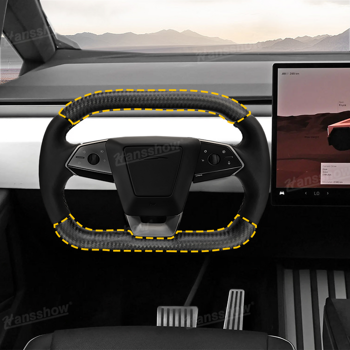 Tesla Cybertruck Yoke Steering Wheel Real Carbon Fiber Cap Cover | Hansshow