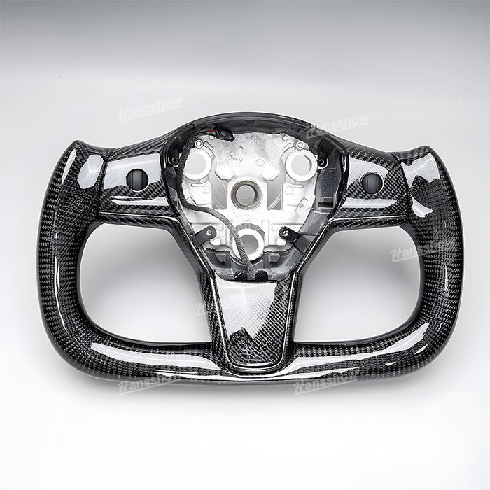 Tesla Model Y/3 Real Carbon Fiber Steering Wheel Yoke/F1 Style|Hansshow