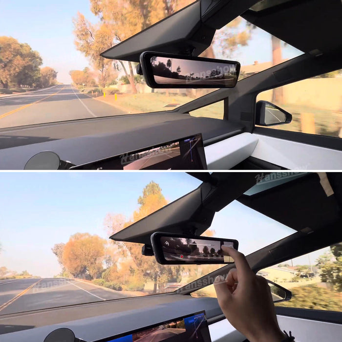 Tesla Cybertruck Media Espejo retrovisor 8,2 "Grabadora de doble canal Accesorios interiores electrónicos | Hansshow