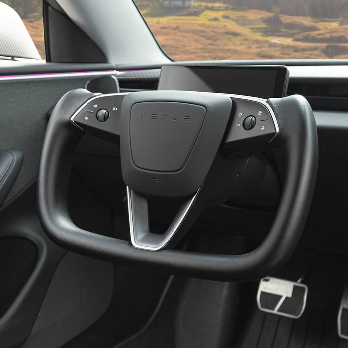 Volant en cuir nappa Hansshow Yoke pour Tesla Model 3 Highland - Avancé et luxueux