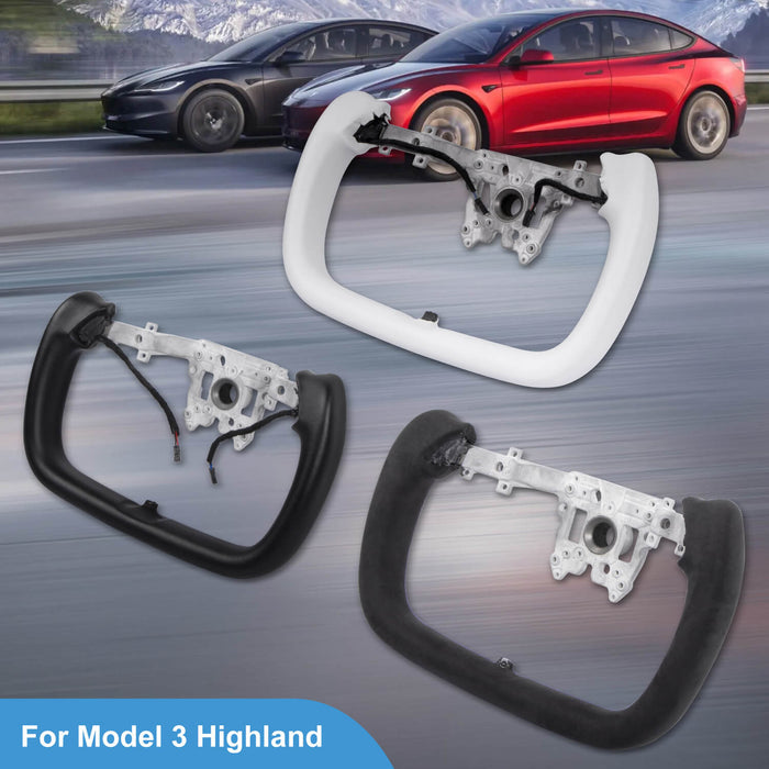 Volant en cuir nappa Hansshow Yoke pour Tesla Model 3 Highland - Avancé et luxueux