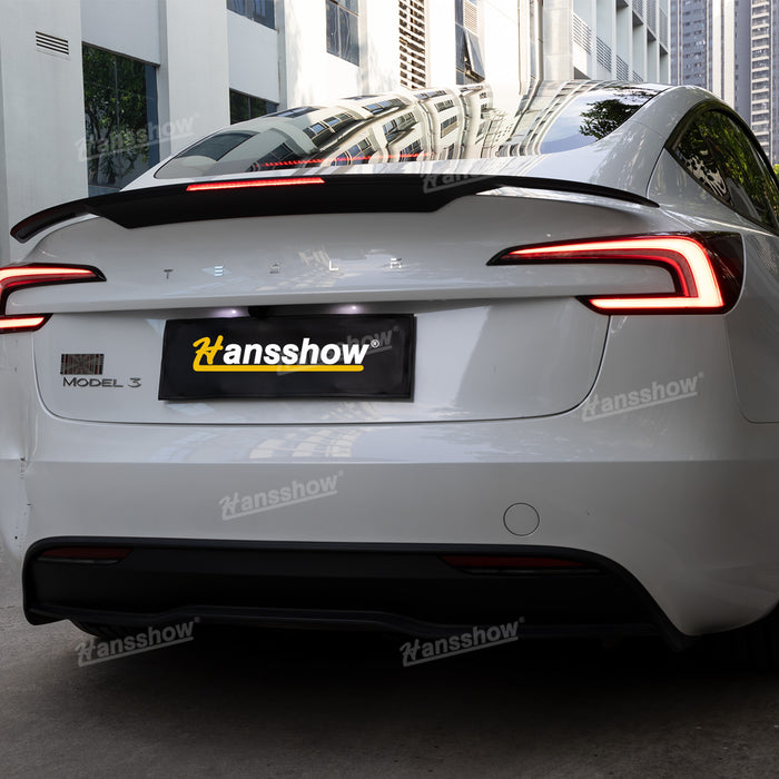 Tesla Model Y/3/3 Highland ABS Tail Spoiler Wing Rear Trunk Lip Lid With Middle Brake Light|Hansshow