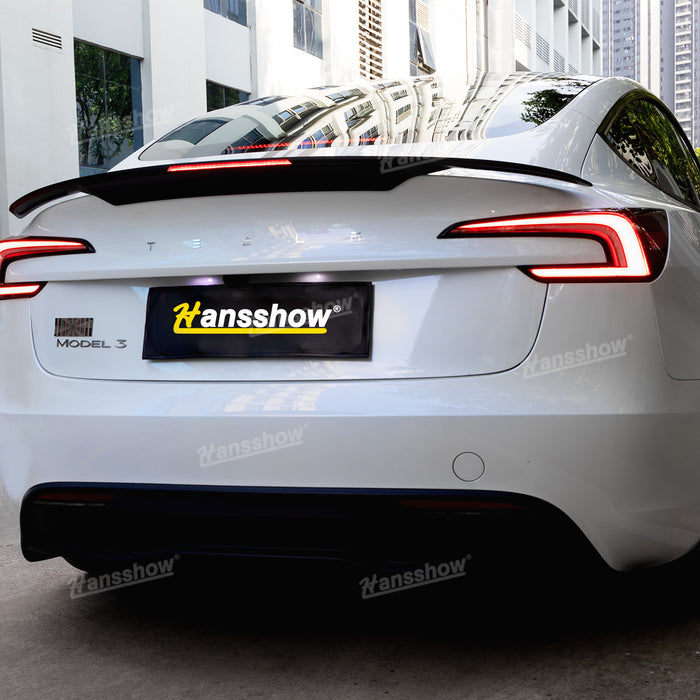 Tesla Model Y/3/3 Highland ABS Tail Spoiler Wing Rear Trunk Lip Lid With Middle Brake Light|Hansshow