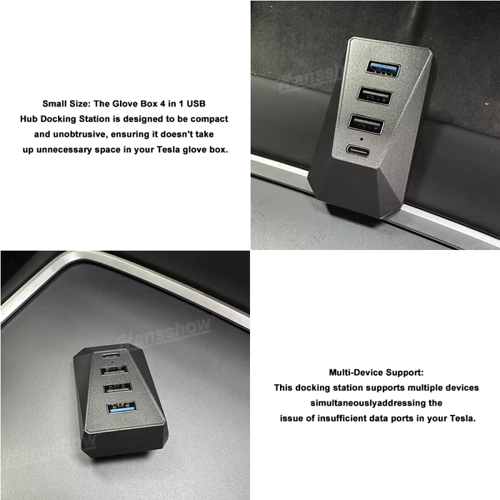 Tesla Cybertruck 4-in-1 Glove Box USB Hub Docking Station|Hansshow