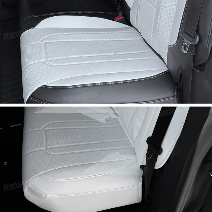 Tesla Cybertruck Seat Cover Full Set  NAPPA Leather Full Wrapping Edge Interior Accessories Black And White|Hansshow