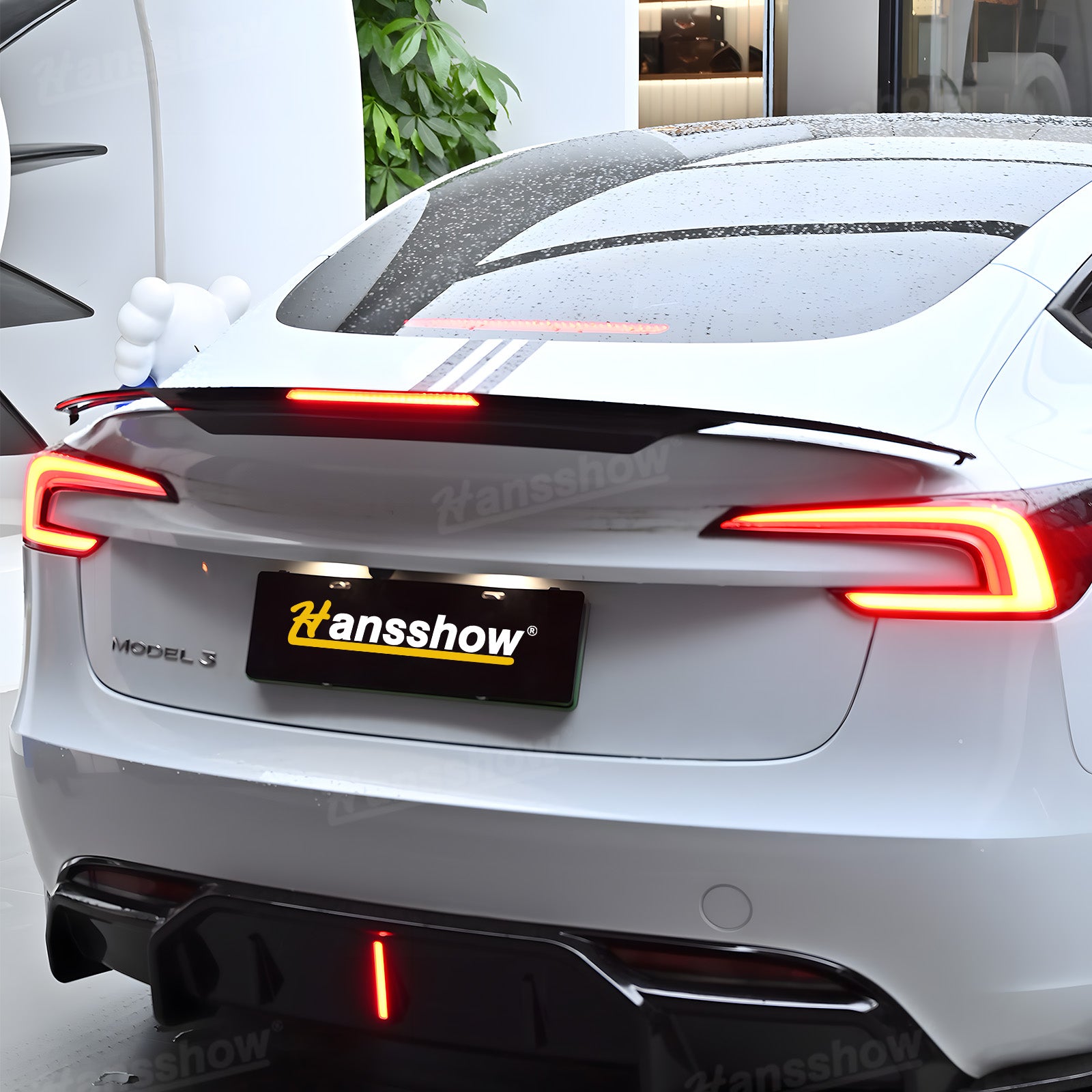 Tesla Model 3 Highland ABS Tail Spoiler Wing Rear Trunk Lip Lid With Middle Brake Light|Hansshow