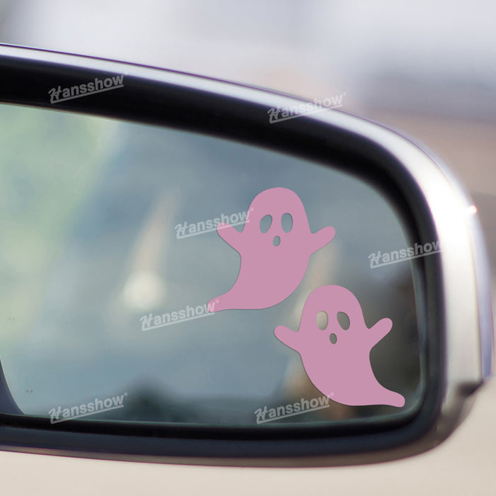 Autocollant de rétroviseur de voiture à thème d'Halloween avec visage de fantôme | Hansshow