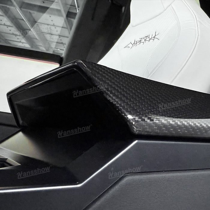 Tesla Cybertruck Real Carbon Fiber Armrest Box Cover+Rear Screen Frame Cover|Hansshow