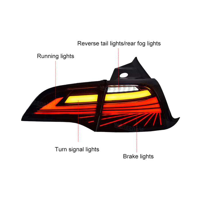 Feux arrière de style fantôme pour Tesla Model 3/Y Ensembles de feux arrière Clignotants à LED