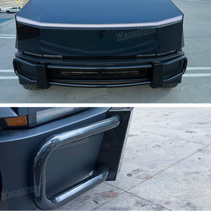 Tesla Cybertruck Front Bumper Bar Steel Guard-Q235 Front Bumper Black Texture|Hansshow