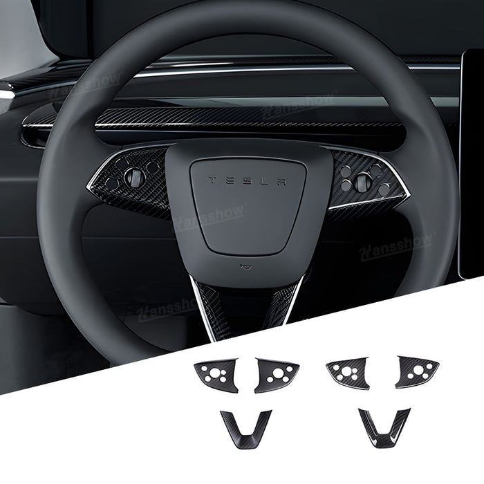 Garniture décorative de volant pour Tesla Model 3 Highland en fibre de carbone véritable | Hansshow