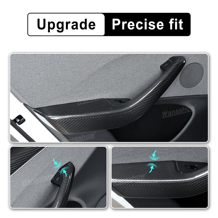 Tesla Model 3 Highland Real Carbon Fiber Front & Rear Door Armrest Overlays Cover|Hansshow