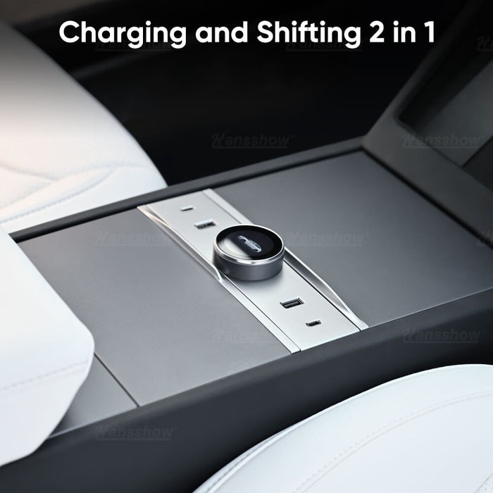 Hansshow Smart Rotating Gear Shift Dock for Tesla Model 3 Highland - With Display & Quick Charge Ports