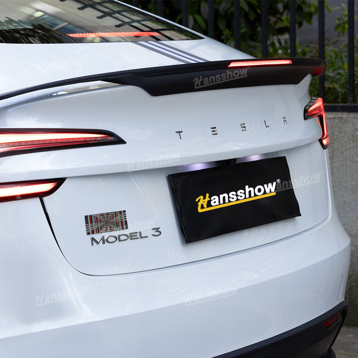 Tesla Model Y/3/3 Highland ABS Tail Spoiler Wing Rear Trunk Lip Lid With Middle Brake Light|Hansshow