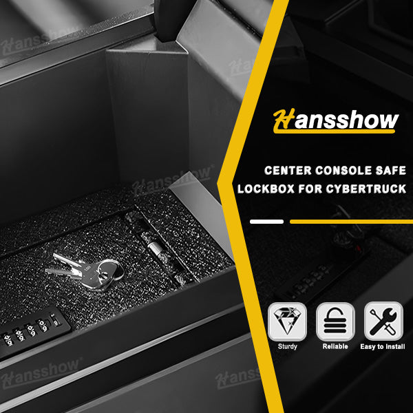 Tesla Cybertruck Center Console Safe LockBox Insert Lock Vault Box Extra Storage Anti-Theft|Hansshow