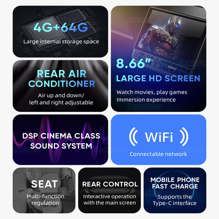 Écran de divertissement arrière Android Hansshow H86 - Mise à niveau avancée pour Tesla Model 3/Y