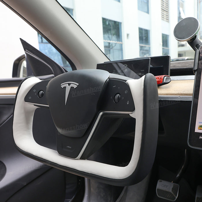 Volant de style Yoke modèle 3/Y noir/blanc pour Tesla