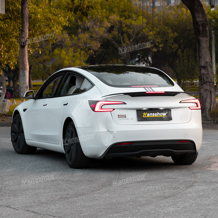 Tesla Model Y/3/3 Highland ABS Tail Spoiler Wing Rear Trunk Lip Lid With Middle Brake Light|Hansshow