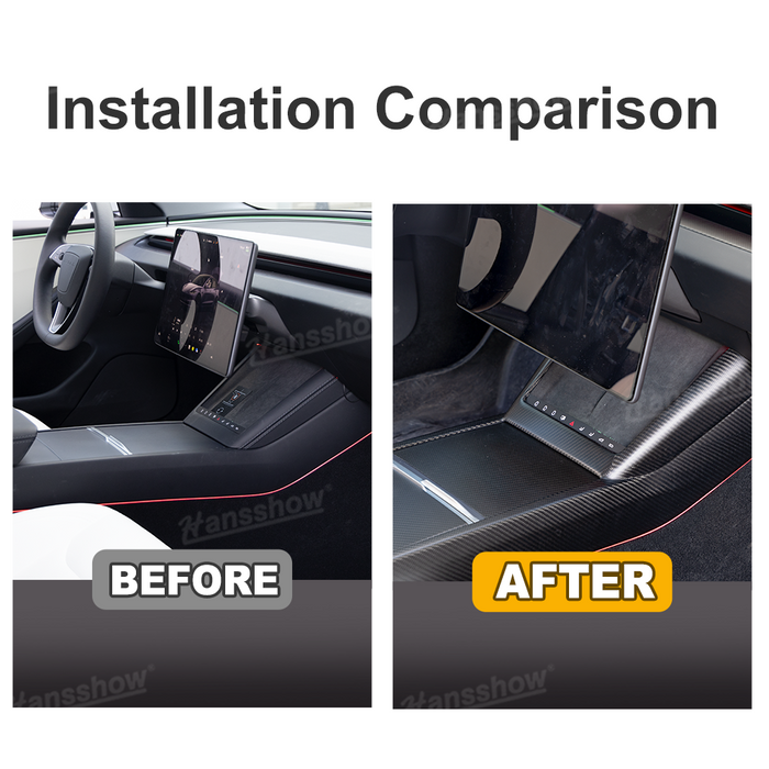 Tesla Model 3 Highland Real Carbon Fiber Center Console Side Cover Trim Panel | Hansshow