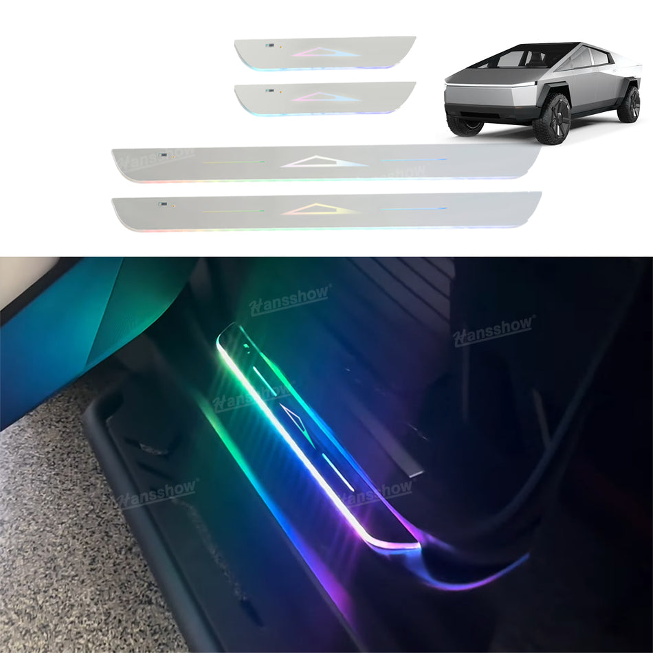 Tesla Cybertruck Illuminated Door Sill Light LED Welcome Pedal Sill Light Plate | Hansshow