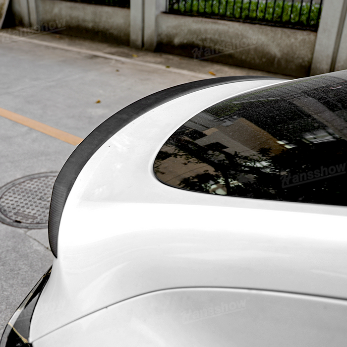 Tesla Moldel Y Real Carbon Fiber Tail Spoiler Wing Rear Trunk Lid With Model 3 Performance Version Style | Hansshow