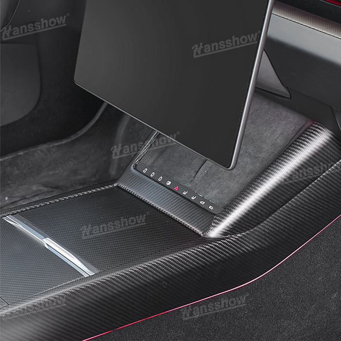 Tesla Model 3 Highland Real Carbon Fiber Wireless Charging Frame Cover Center Console Interior Accessories | Hansshow