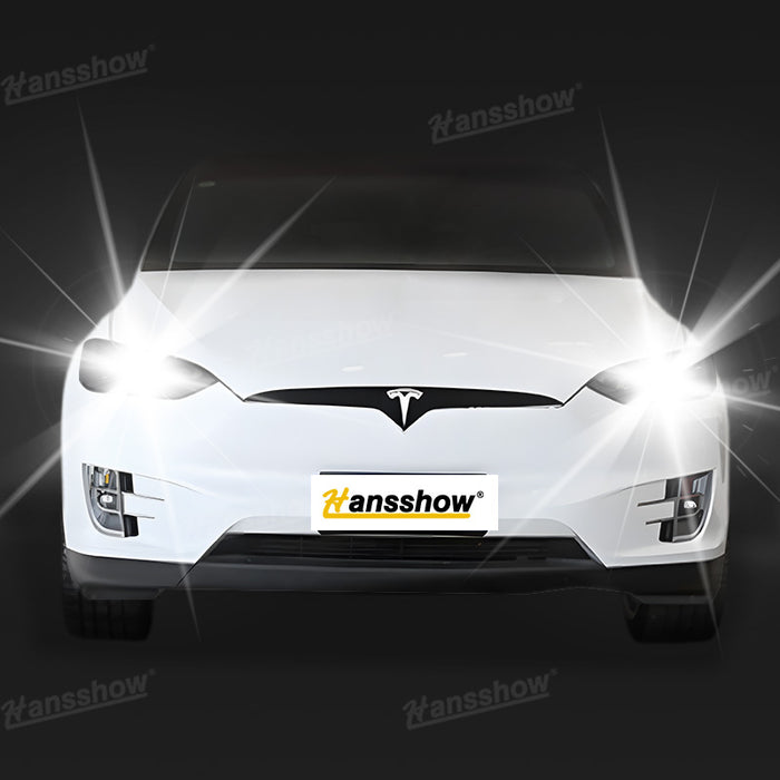 Tesla Model X Front Headlight PPF Protection Precut PPF Tint Kit Film Color-Changing (White to Purple-White to Black) | Hansshow