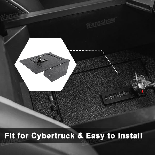 Tesla Cybertruck Center Console Safe LockBox Insert Lock Vault Box Extra Storage Anti-Theft|Hansshow