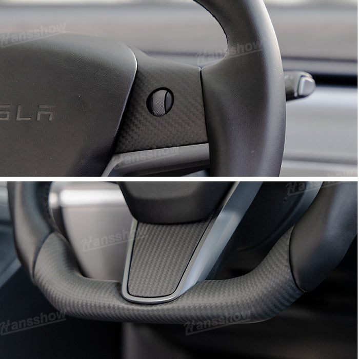 Tesla Model Y/3 Real Carbon Fiber Steering Wheel With Nappa Leather Grip-Heating Function|Hansshow