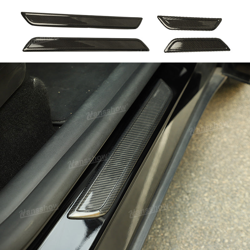 Tesla Model Y/3 Real Carbon Fiber Door Sill Covers Protector Welcome Pedal|Hansshow