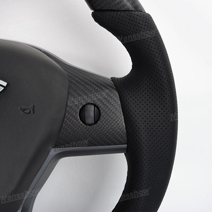 Model 3/Y Carbon Fiber Steering Wheel WIth Perforated leather Real Carbon Fiber