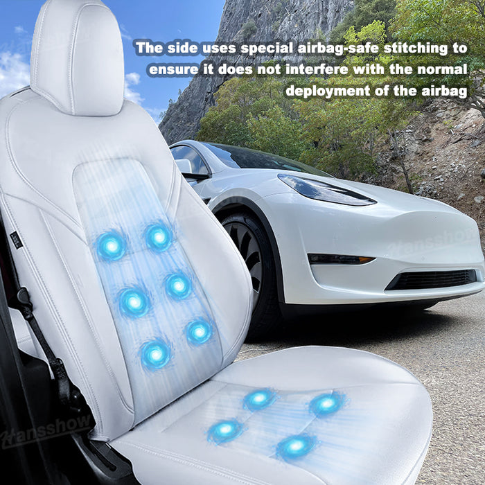 Model Y/3/3 Highland Massage Seat Cover Nappa Leather Custom Interior Accessories | Hansshow