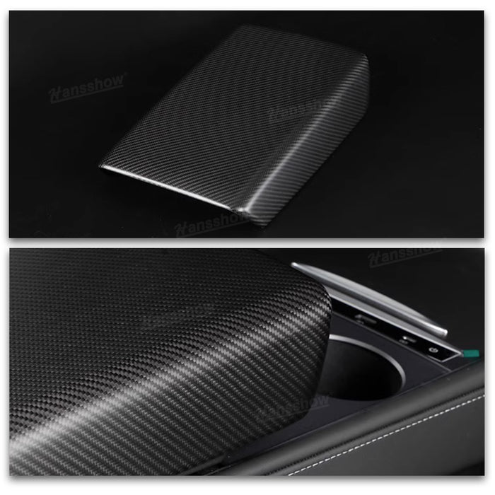 Tesla Model Y/3 Armrest Box Cover Real Carbon Fiber Interior Box Anti-Scratch Central Armrest Decoration|Hanssow