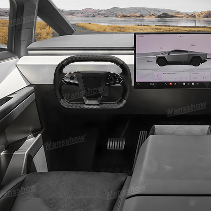 Tesla Cybertruck Yoke Steering Wheel Real Carbon Fiber Cap Cover | Hansshow