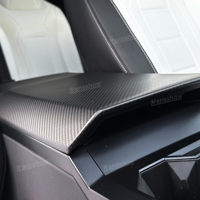 Tesla Cybertruck Real Carbon Fiber Armrest Box Cover+Rear Screen Frame Cover|Hansshow