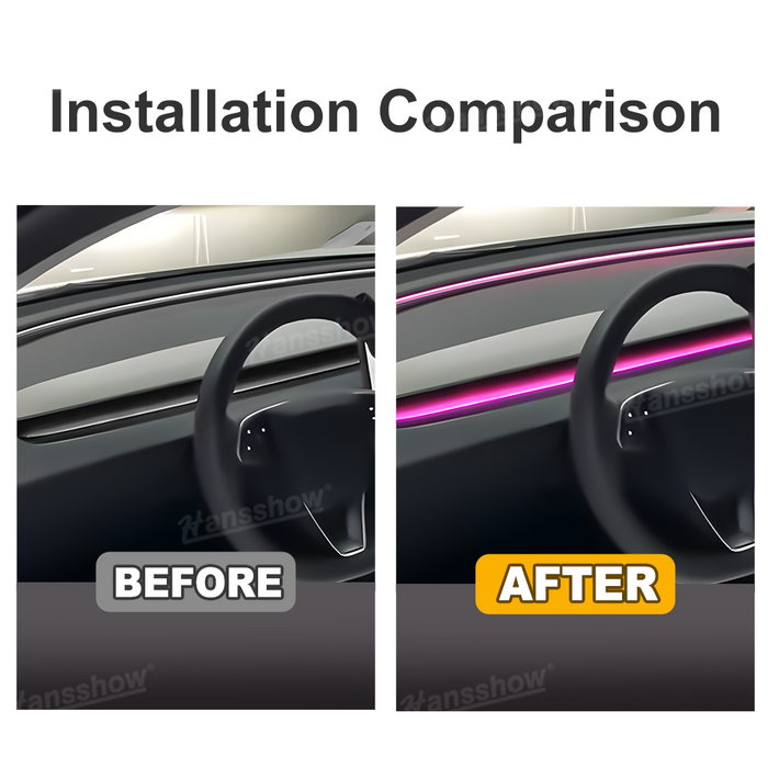 Tesla Model 3 Dashboard  Ambient Lighting Interior Neon Lights RGB Color Changing LED Strip Lights With App Control | Hansshow