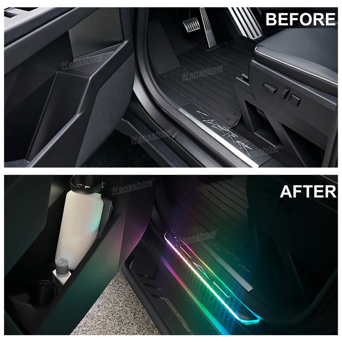 Tesla Cybertruck Illuminated Door Sill Light LED Welcome Pedal Sill Light Plate | Hansshow