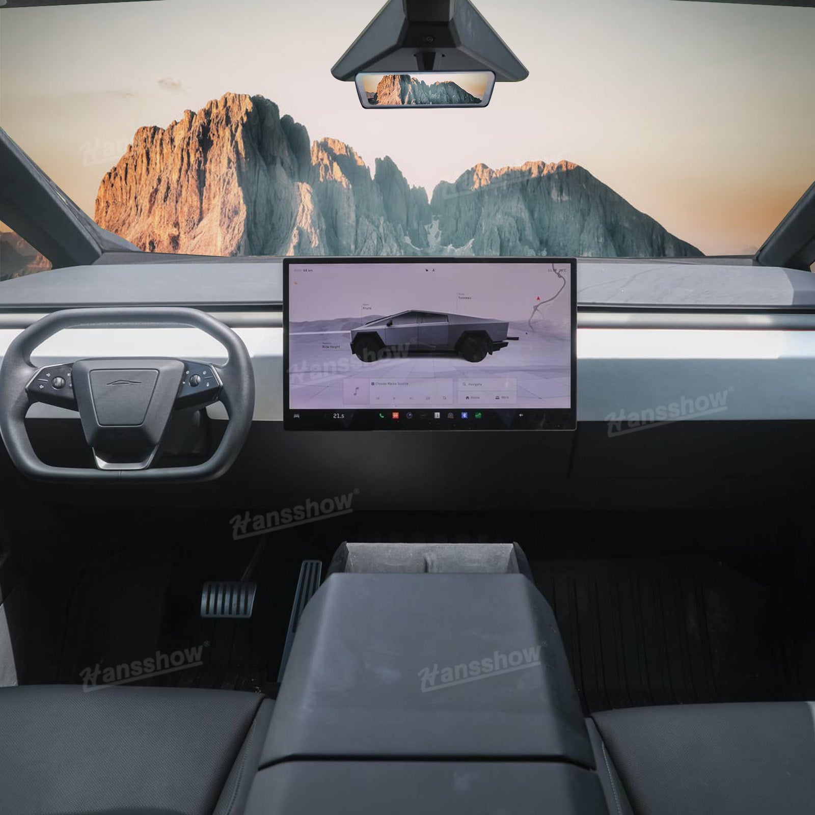 Tesla Cybertruck Media Rétroviseur 8,2" Enregistreur double canal Accessoires d'intérieur électroniques | Hansshow