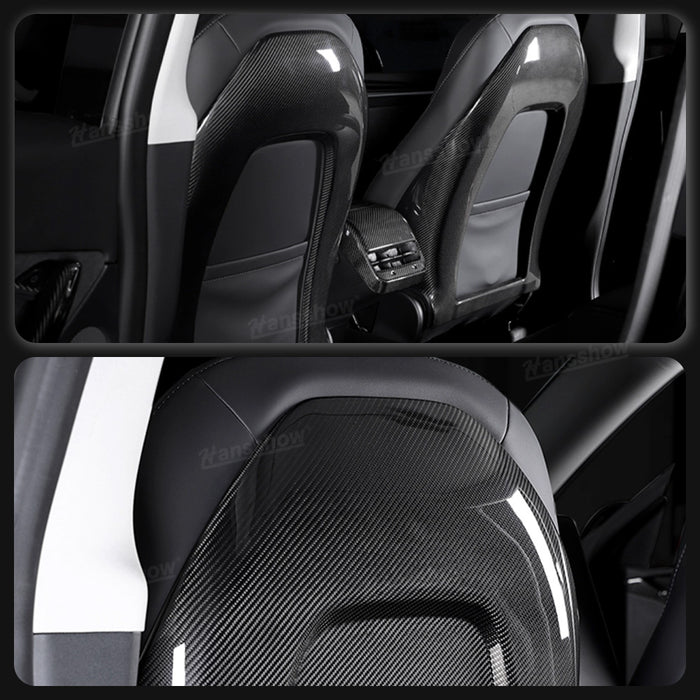 Tesla Model Y/3/3 Highland Carbon Fiber Seat Back Covers/Replacement Waterproof Scratchproof Dirt-Resistant Protection（Pair）|Hansshow